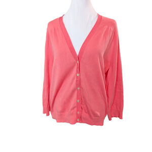Lands' End Cardigan Sweater Pink Women's Knit 100% Supima Cotton Women's Size 1X